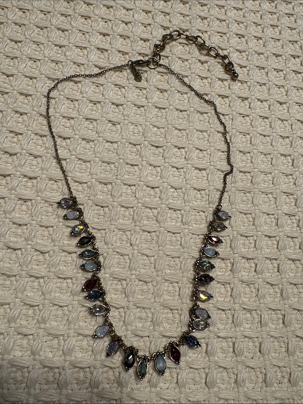 LOGO Links Multicolor Teardrop Crystal Necklace - Bronze Tone